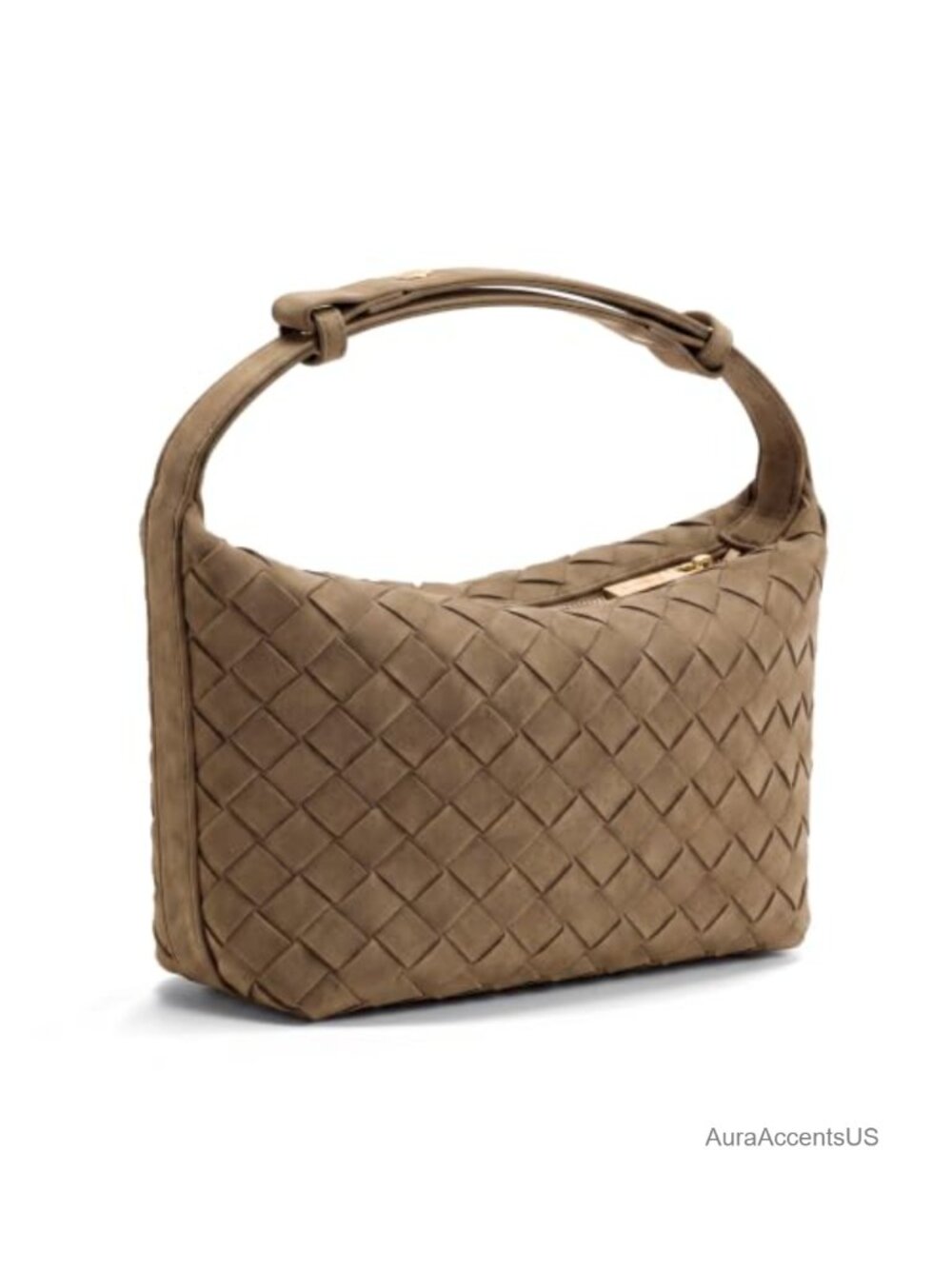 Woven Faux Suede Hobo Shoulder Bag Vegan Leather Women's Handbag Purse